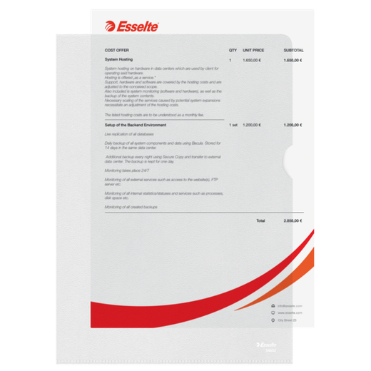 Carpeta dossier uñero plastico esselte din a4 polipropileno transparente 110mc piel de naranja caja de 100 unidades