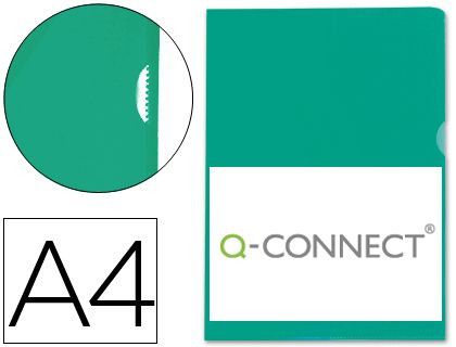 Carpeta Dossier Uñero Plastico Q-Connect Din A4 120 Micras Verde Caja de 100 Unidades