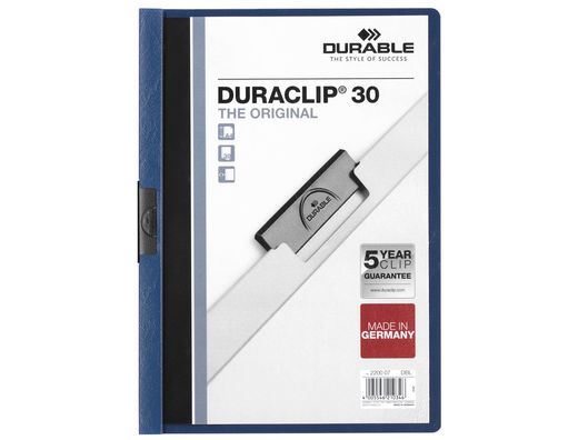 Carpeta Durable con pinza Duraclip azul oscuro 30 hojas