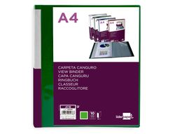 Carpeta liderpapel 10 fundas canguro pp DIN A4 verde translucido portada - lomo personalizable