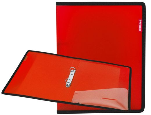 Carpeta Liderpapel 2 Anillas 25 mm 43030 Polipropileno Roja con Bolsa y Tarjetero con Ribete Negro