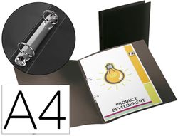Carpeta liderpapel 2 anillas mixtas mini 15 mm polipropileno din a4 negro opaco