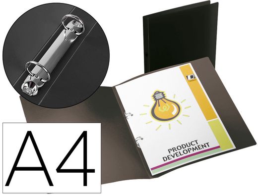 Carpeta liderpapel 2 anillas mixtas mini 15 mm polipropileno din a4 negro opaco