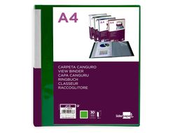 Carpeta liderpapel 30 fundas canguro pp DIN A4 verde translucido portada y lomo personalizable