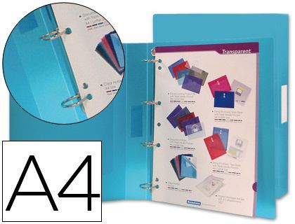 Carpeta Liderpapel 4 Anillas 25 mm Mixtas 43432 Polipropileno Din A4 Azul Serie Frosty