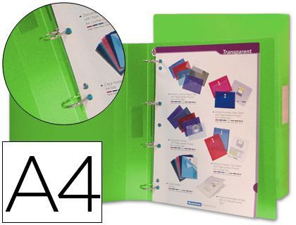 Carpeta Liderpapel 4 Anillas 25 mm Mixtas 43433 Polipropileno Din A4 Verde Serie Frosty