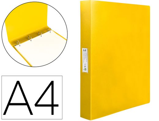 Carpeta liderpapel 4 anillas 25 mm mixtas polipropileno din a4 amarillo fluor opaco