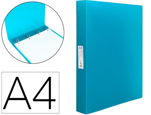 Carpeta liderpapel 4 anillas 25 mm mixtas polipropileno din a4 celeste opaco