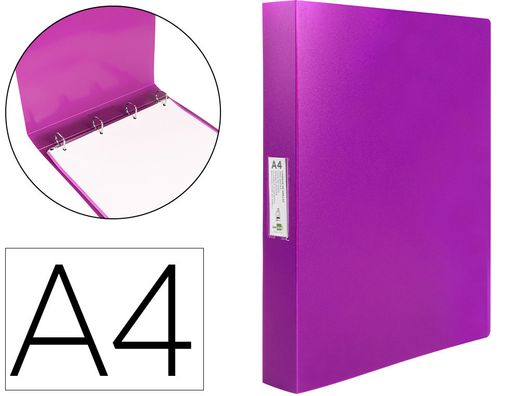Carpeta liderpapel 4 anillas 25 mm mixtas polipropileno din a4 lavanda opaco