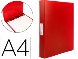 Carpeta liderpapel 4 anillas 25 mm mixtas polipropileno din a4 rojo translucido