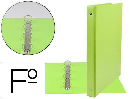 Carpeta Liderpapel 4 Anillas 25 mm Redondas Plastico Folio Color Verde Pistacho