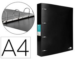 Carpeta liderpapel 4 anillas 40 mm mixtas polipropileno din a4 negro opaco