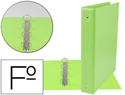 Carpeta Liderpapel 4 Anillas 40 mm Redondas Plastico Folio Color Verde Pistacho