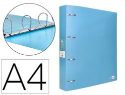Carpeta liderpapel 4 anillas mixtas 40 mm polipropileno din a4 celeste opaco