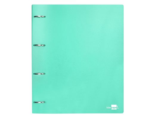 Carpeta liderpapel 4 anillas mixtas 40 mm polipropileno din a4 verde manzana opaco