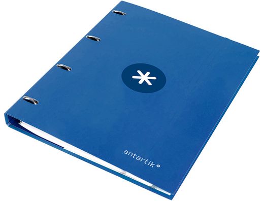 Carpeta liderpapel antartik A4 forrada 4 anillas 25 mm redondas color azul oscuro