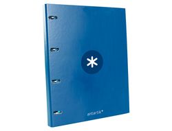 Carpeta liderpapel antartik A4 forrada 4 anillas 25 mm redondas color azul oscuro