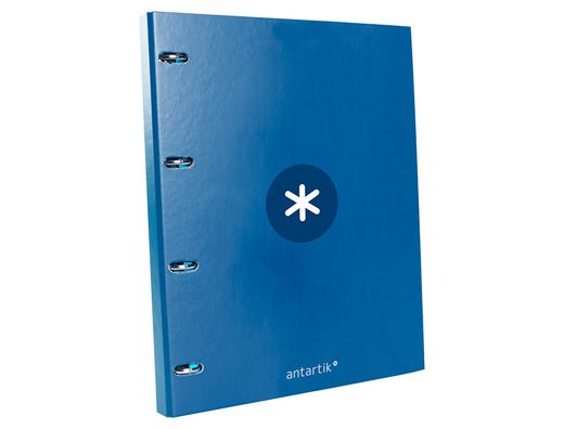 Carpeta liderpapel antartik A4 forrada 4 anillas 25 mm redondas color azul oscuro