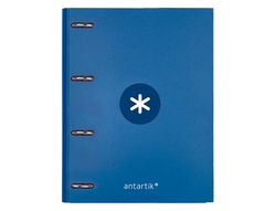 Carpeta liderpapel antartik A4 forrada 4 anillas 25 mm redondas color azul oscuro