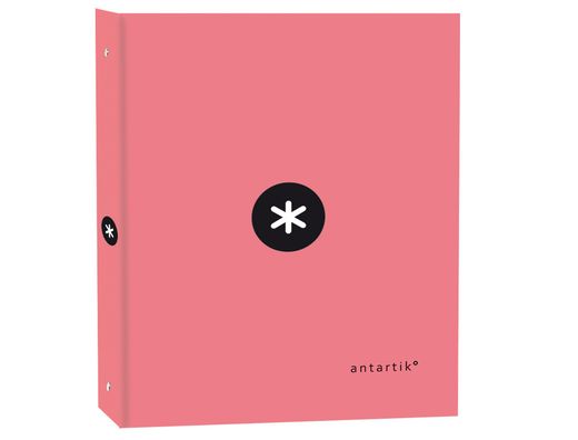 Carpeta liderpapel antartik a4 forrada 4 anillas 25 mm redondas color coral