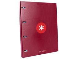 Carpeta liderpapel antartik A4 forrada 4 anillas 25 mm redondas color frambuesa