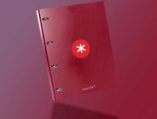 Carpeta liderpapel antartik A4 forrada 4 anillas 25 mm redondas color frambuesa