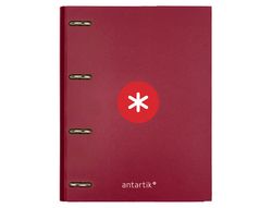Carpeta liderpapel antartik A4 forrada 4 anillas 25 mm redondas color frambuesa