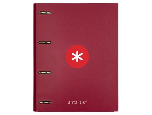 Carpeta liderpapel antartik A4 forrada 4 anillas 25 mm redondas color frambuesa
