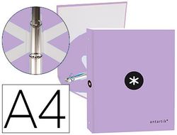 Carpeta liderpapel antartik a4 forrada 4 anillas 25 mm redondas color lila
