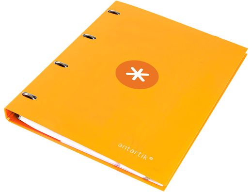 Carpeta liderpapel antartik A4 forrada 4 anillas 25 mm redondas color mostaza