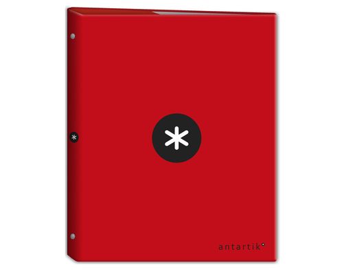 Carpeta liderpapel antartik A4 forrada 4 anillas 25 mm redondas color rojo