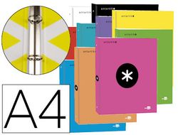 Carpeta liderpapel antartik a4 forrada 4 anillas 25 mm redondas colores surtidos