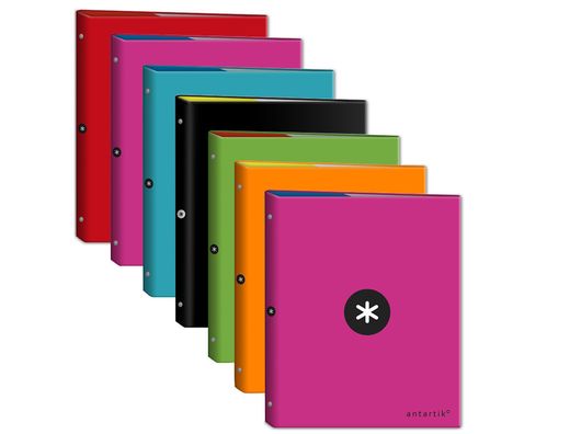 Carpeta liderpapel antartik a4 forrada 4 anillas 25 mm redondas colores surtidos