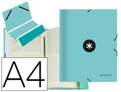 Carpeta liderpapel antartik clasificadora a4 12 departamentos goma carton forrado color menta