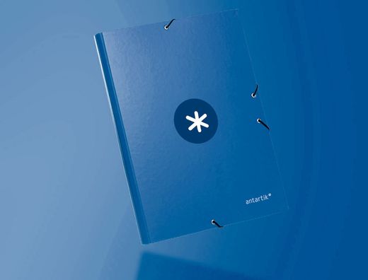 Carpeta liderpapel antartik gomas A4 3 solapas carton forrado azul oscuro