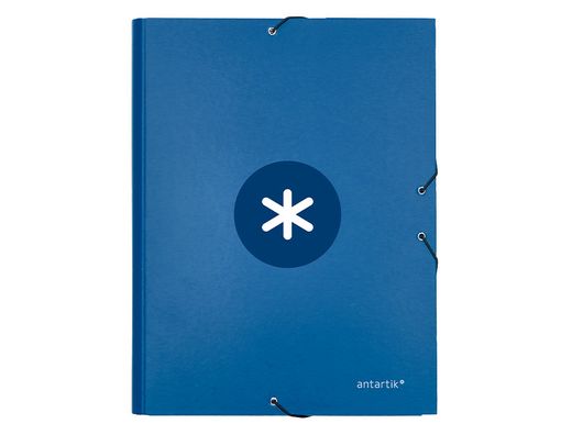 Carpeta liderpapel antartik gomas A4 3 solapas carton forrado azul oscuro