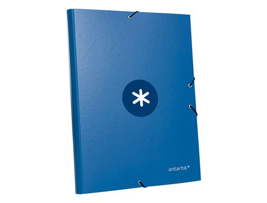 Carpeta liderpapel antartik gomas A4 3 solapas carton forrado azul oscuro