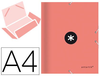 Carpeta liderpapel antartik gomas a4 3 solapas carton forrado color coral