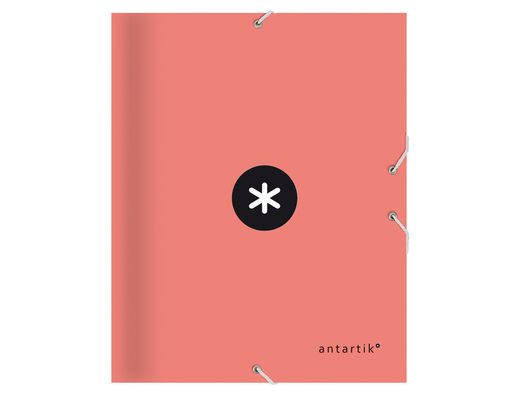 Carpeta liderpapel antartik gomas a4 3 solapas carton forrado color coral