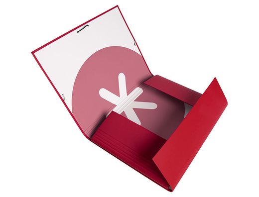 Carpeta liderpapel antartik gomas A4 3 solapas carton forrado color frambuesa