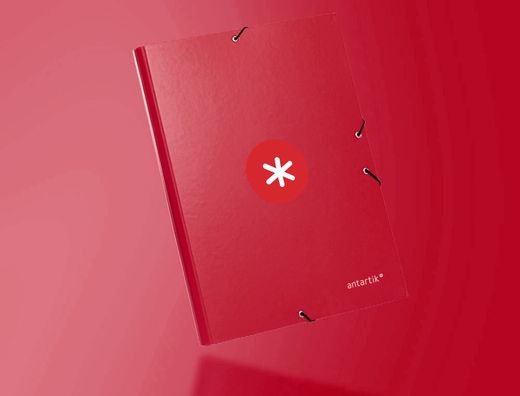 Carpeta liderpapel antartik gomas A4 3 solapas carton forrado color frambuesa