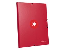 Carpeta liderpapel antartik gomas A4 3 solapas carton forrado color frambuesa