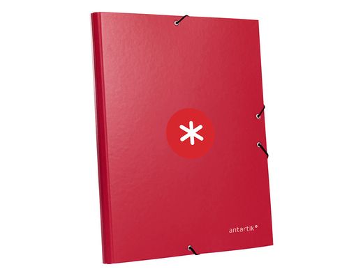 Carpeta liderpapel antartik gomas A4 3 solapas carton forrado color frambuesa