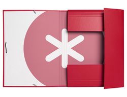 Carpeta liderpapel antartik gomas A4 3 solapas carton forrado color frambuesa