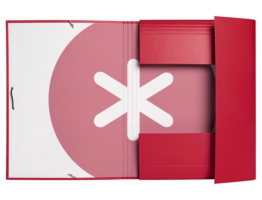 Carpeta liderpapel antartik gomas A4 3 solapas carton forrado color frambuesa