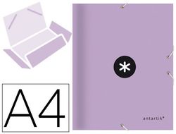 Carpeta liderpapel antartik gomas a4 3 solapas carton forrado color lavanda