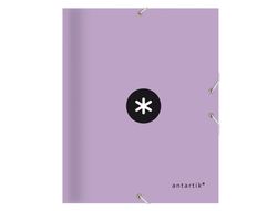 Carpeta liderpapel antartik gomas a4 3 solapas carton forrado color lavanda
