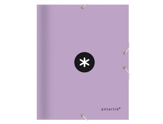 Carpeta liderpapel antartik gomas a4 3 solapas carton forrado color lavanda