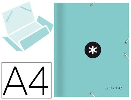 Carpeta liderpapel antartik gomas a4 3 solapas carton forrado color menta