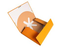 Carpeta liderpapel antartik gomas A4 3 solapas carton forrado color mostaza